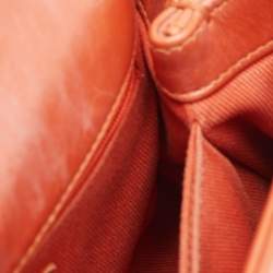 Pre Owned Chanel Mini Coco Orange Chevron Leather Top Handle Bag