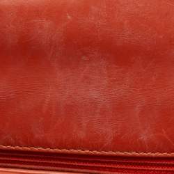 Pre Owned Chanel Mini Coco Orange Chevron Leather Top Handle Bag