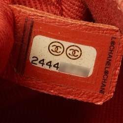 Pre Owned Chanel Mini Coco Orange Chevron Leather Top Handle Bag