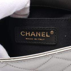 Pre Owned Chanel Matelasse Shoulder Bag Leather Silver