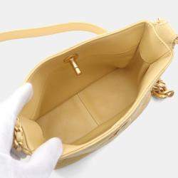 Pre Owned Chanel Matelasse Small Hobo Bag Shoulder Lambskin Sheepskin Yellow