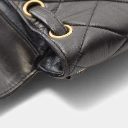 Pre Owned Chanel Matelasse Backpack Bag In Lambskin Leather Black