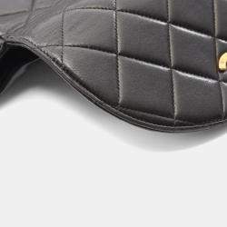 Pre Owned Chanel Matelasse Backpack Bag In Lambskin Leather Black