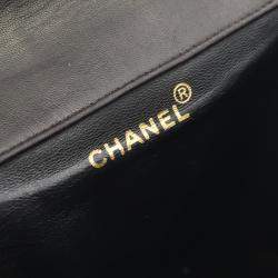 Pre Owned Chanel Matelasse Backpack Bag In Lambskin Leather Black