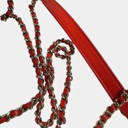 مملوكة مسبقًا Chanel Coco Mark Cc Filigree Vanity Bag Tricolor Shoulder Caviar Leather Red