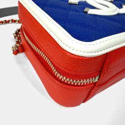 مملوكة مسبقًا Chanel Coco Mark Cc Filigree Vanity Bag Tricolor Shoulder Caviar Leather Red