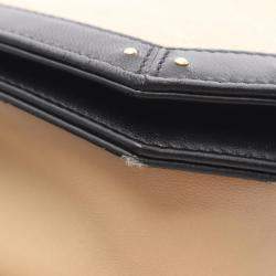 Pre Owned Chanel Matelasse Shoulder Bag Leather Beige Black