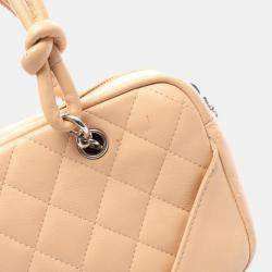 مملوكة مسبقًا Chanel Cambon Mini Bowling Bag Handbag Leather Patent Beige