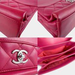 مملوكة مسبقًا Chanel Shoulder Bag Leather Metal Pink Red Silver