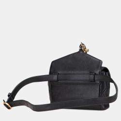 Pre Owned Chanel Coco Mark Matelasse Body Bag/Waist Bag/Pouch 2-Way Black Lambskin
