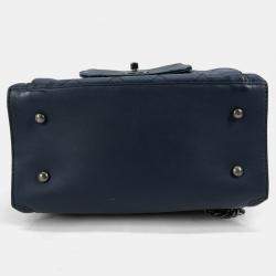 Pre Owned Chanel Matelasse Cc Coco Mark Chain 3-Way Drawstring Handbag Bag Shoulder Leather Blue