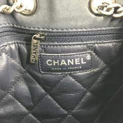 Pre Owned Chanel Matelasse Cc Coco Mark Chain 3-Way Drawstring Handbag Bag Shoulder Leather Blue