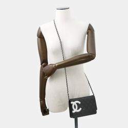 مملوكة مسبقًا محفظة سلسلة شانيل خط كامبون علامة كوكو سوداء