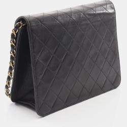 مملوكة مسبقًا حقيبة كتف شانيال مفردة ماتلاسي جلد لامبسكين سوداء