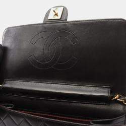 مملوكة مسبقًا حقيبة كتف شانيال مفردة ماتلاسي جلد لامبسكين سوداء