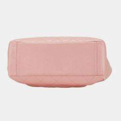 Pre Owned Chanel Matelasse Coco Mark Pst Chain Tote Bag Pink Caviar Skin