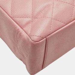 Pre Owned Chanel Matelasse Coco Mark Pst Chain Tote Bag Pink Caviar Skin