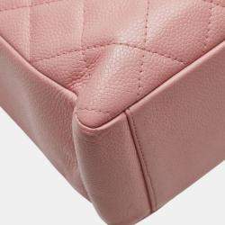 Pre Owned Chanel Matelasse Coco Mark Pst Chain Tote Bag Pink Caviar Skin