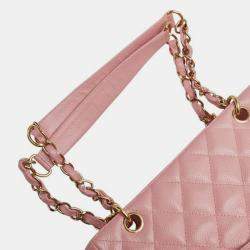 Pre Owned Chanel Matelasse Coco Mark Pst Chain Tote Bag Pink Caviar Skin