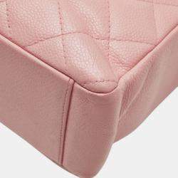 Pre Owned Chanel Matelasse Coco Mark Pst Chain Tote Bag Pink Caviar Skin