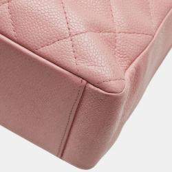 Pre Owned Chanel Matelasse Coco Mark Pst Chain Tote Bag Pink Caviar Skin