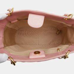 Pre Owned Chanel Matelasse Coco Mark Pst Chain Tote Bag Pink Caviar Skin