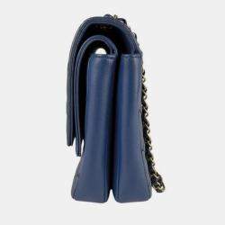 Pre Owned حقيبة كتف شانيل ماتيلس جلد ومعدن أزرق لامع ذهبي