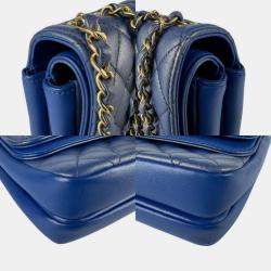 Pre Owned حقيبة كتف شانيل ماتيلس جلد ومعدن أزرق لامع ذهبي