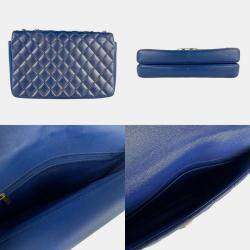 Pre Owned حقيبة كتف شانيل ماتيلس جلد ومعدن أزرق لامع ذهبي