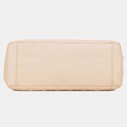 Pre Owned Chanel Matelasse Coco Mark Chain Tote Bag In Beige Caviar Leather