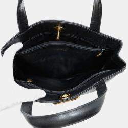 Pre Owned Chanel Matelasse Coco Mark Caviar Skin Tote Bag Deka Handbag Black