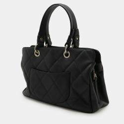 Pre Owned حقيبة يد شانيل "ماتلاسي كوكو مارك" حقيبة توت جلد كافيار سوداء