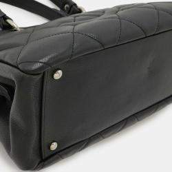 Pre Owned حقيبة يد شانيل "ماتلاسي كوكو مارك" حقيبة توت جلد كافيار سوداء