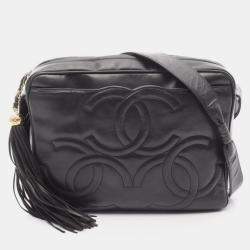 Pre Owned حقيبة شانيل تريبل كوكو مارك كتف جلد أسود