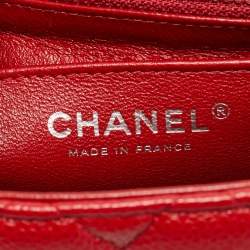 مملوكة مسبقًا Chanel Square Classic Single Flap Mini Red Quilted Caviar Leather Bag