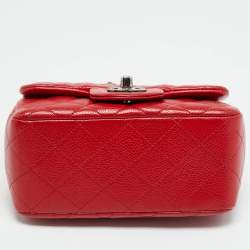 مملوكة مسبقًا Chanel Square Classic Single Flap Mini Red Quilted Caviar Leather Bag