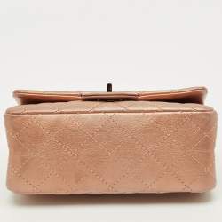 Pre Owned Chanel Reissue 2.55 Classic 224 Rose Gold Quilted Leather Flap Bag