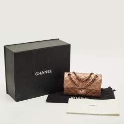 Pre Owned Chanel Reissue 2.55 Classic 224 Rose Gold Quilted Leather Flap Bag