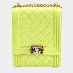 مملوكة مسبقًا Chanel Yellow Leather Boy Flap Bag