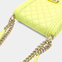 مملوكة مس بقًا Chanel Yellow Leather Boy Flap Bag