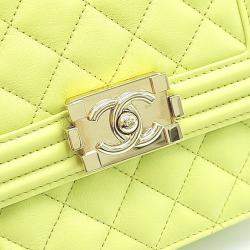 مملوكة مسبقًا Chanel Yellow Leather Boy Flap Bag