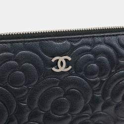 Pre Owned Chanel Blue Leather Camellia Clutch