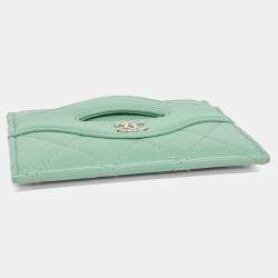 Pre Owned محفظة شانيل جلد أخضر لحفظ البطاقات