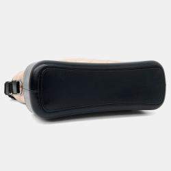 Pre Owned Chanel Beige Black Leather Gabrielle Hobo Bag Medium