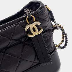 Pre Owned Chanel Black Leather Gabrielle Hobo Bag Small
