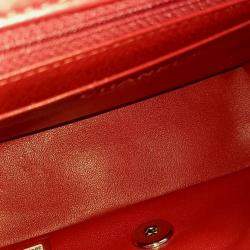 Pre Owned Chanel Red Lambskin Leather Lambskin Petit Sac Crossbody Bag