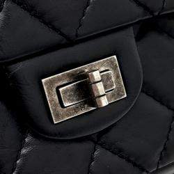 Pre Owned Chanel Black Leather Vintage 2.55 Bag