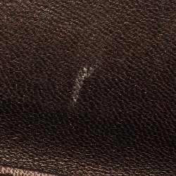 Pre Owned Chanel Metallic Embossed Camellia Leather CC Wallet On Chain