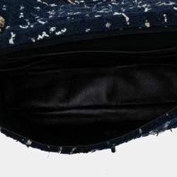 مملوكة مسبقًا حقيبة شانيل تويد أزرق مبطن سانت تروبيز بقلب