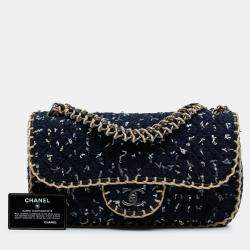 مملوكة مسبقًا حقيبة شانيل تويد أزرق مبطن سانت تروبيز بقلب